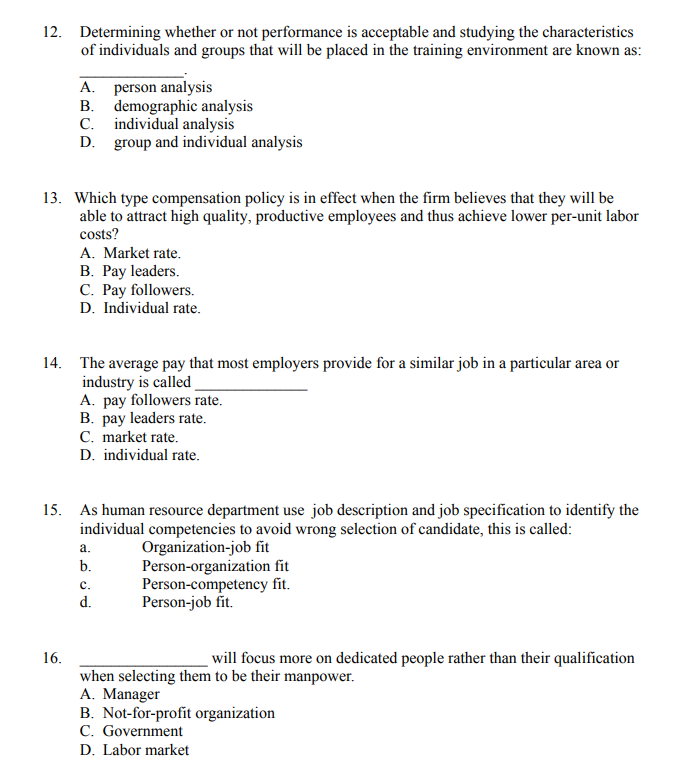 12. Determining whether or not performance is
