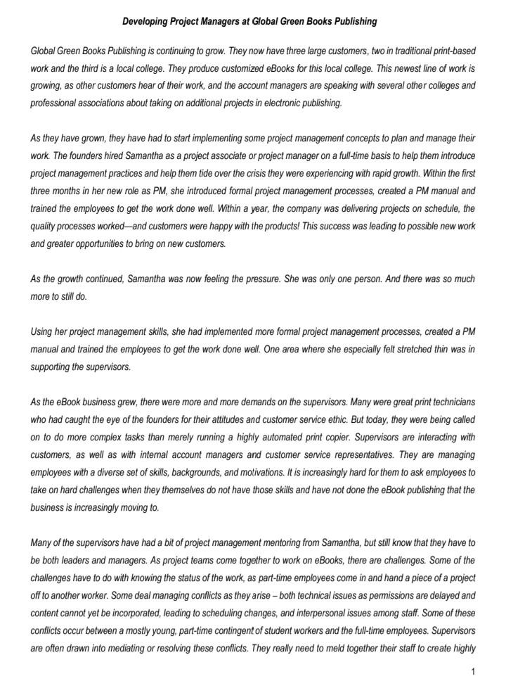 project management Developing Project Managers at