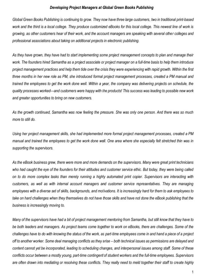 project management Developing Project Managers at