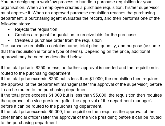 create a process flowchart You are designing a