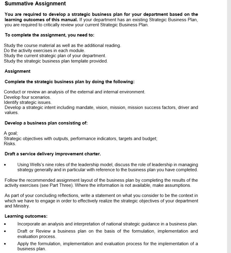 Summative Assignment You are required to develop