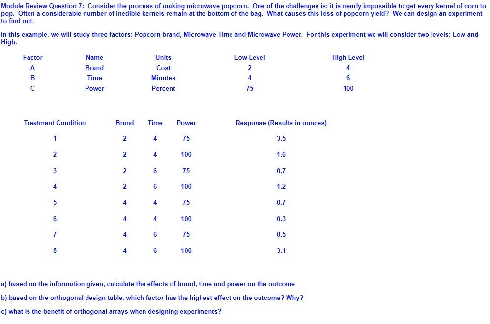 Module Review Question 7: Consider the process of