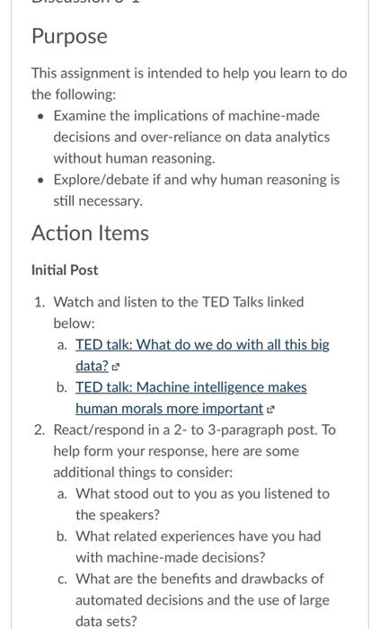 Purpose This assignment is intended to help you