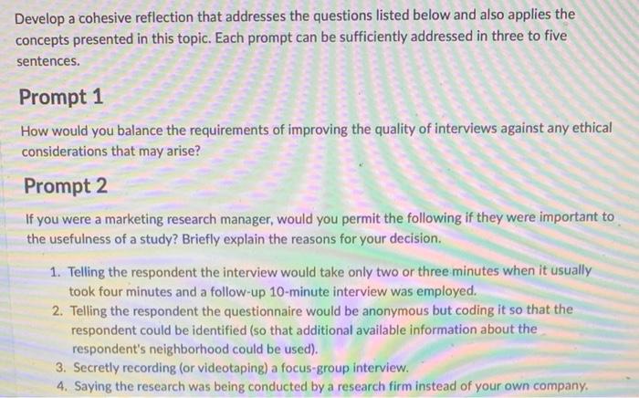 Develop a cohesive reflection that addresses the