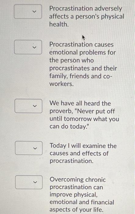 each statement needs to be matched with 1-10