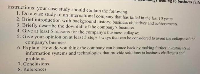 vey leading to business fail Instructions: your