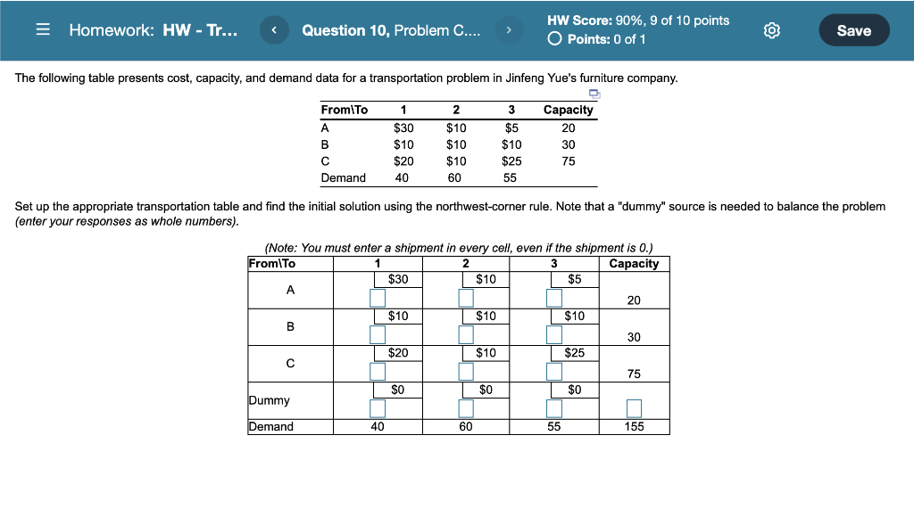 = Homework: HW - Tr... < Question 10, Problem