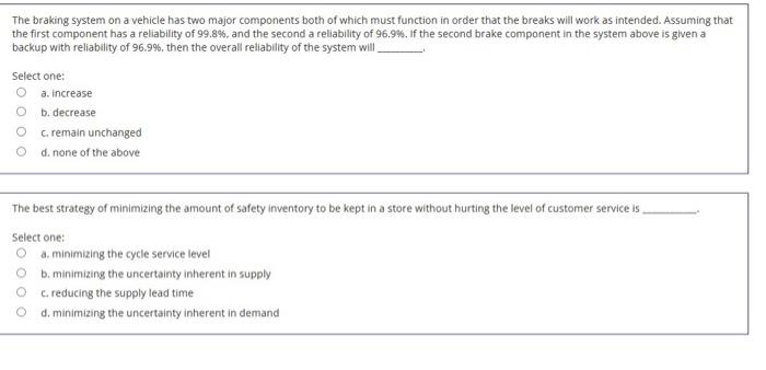 The braking system on a vehicle has two major