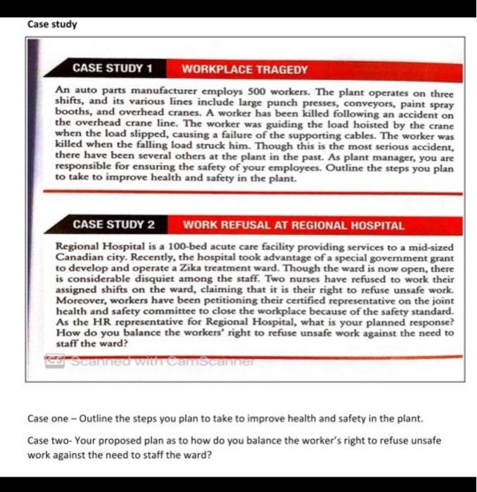 Case study CASE STUDY 1 WORKPLACE TRAGEDY An auto