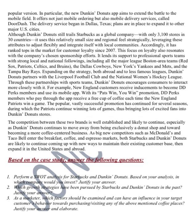 CASE STUDY 2: THE COFFEE WARS In the coffee and