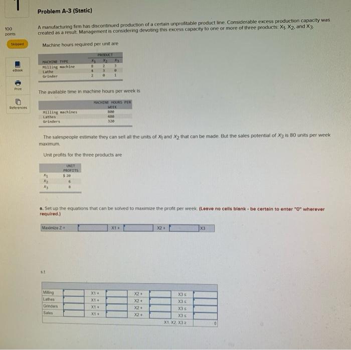 Help please. Problem A-3 (Static) 100 points A