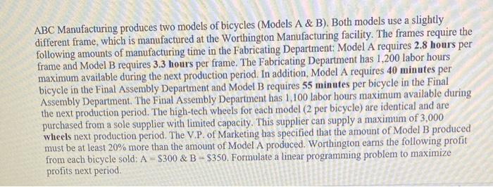 please include excel solver solution ABC