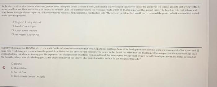 As the director of construction for Mainstreet,