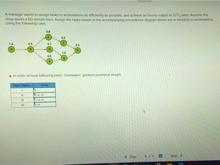 A manager wants to assign tasks to workstations