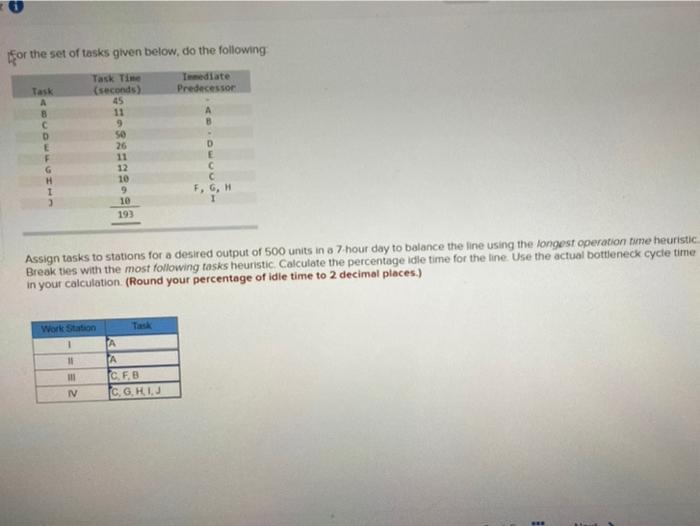 A For the set of tasks given below, do the