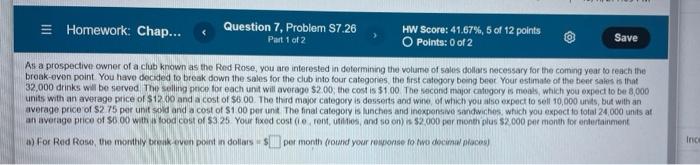 Homework: Chap... Question 7, Problem S7.26 Part