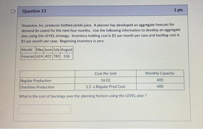 13. 14. 15. D Question 13 1 pts Nowjuice, Inc.