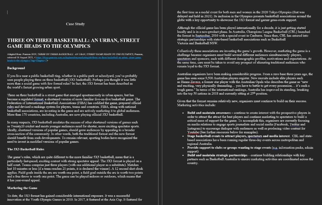 Case Study THREE ON THREE BASKETBALL: AN URBAN,