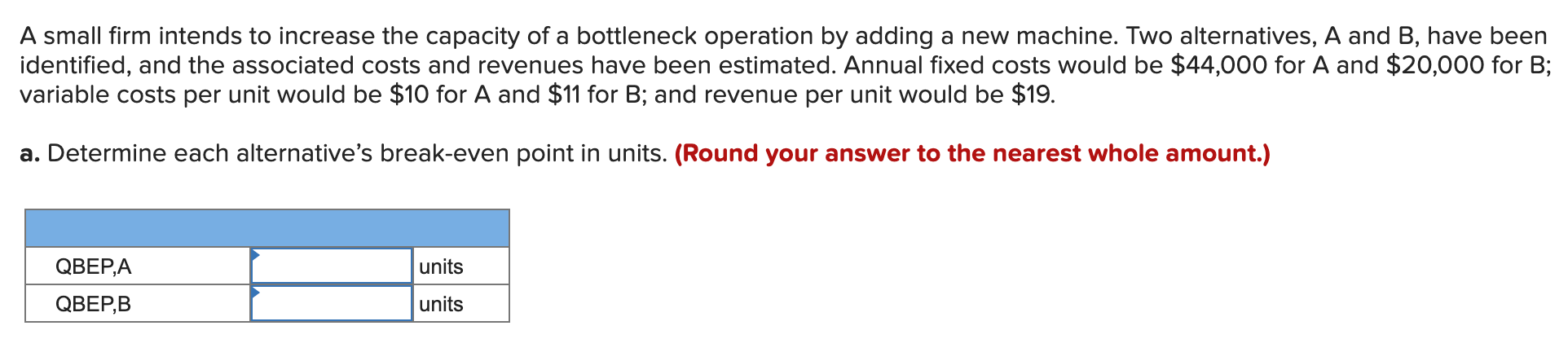 A small firm intends to increase the capacity of