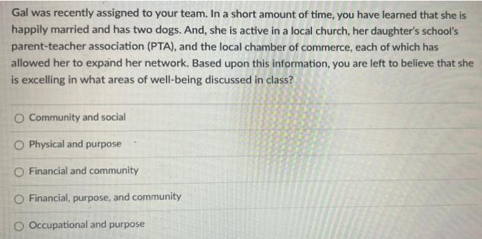 14 Gal was recently assigned to your team. In a