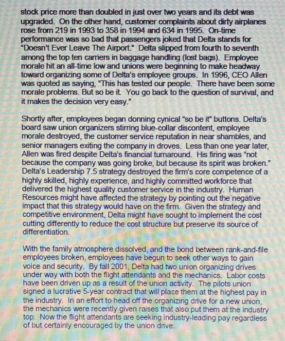 Discussion Case: Strategy and Culture at Delta