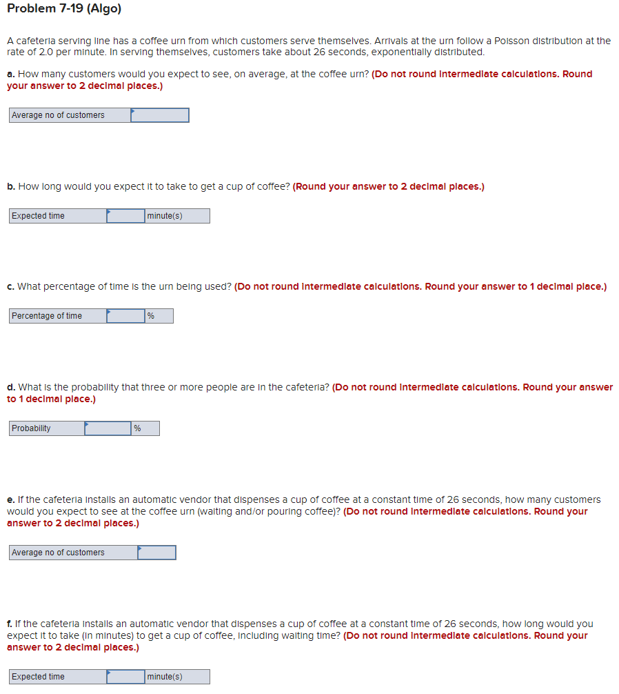 Problem 7-19 (Algo) A cafeteria serving line has