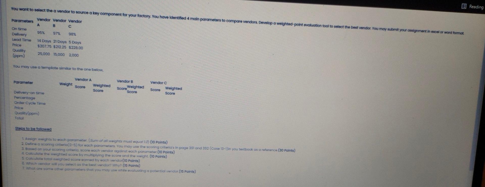 You want to select the a vendor to source a key