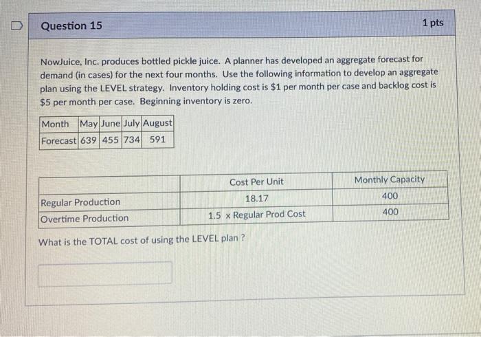 14. 15. D Question 14 1 pts NowJuice, Inc.