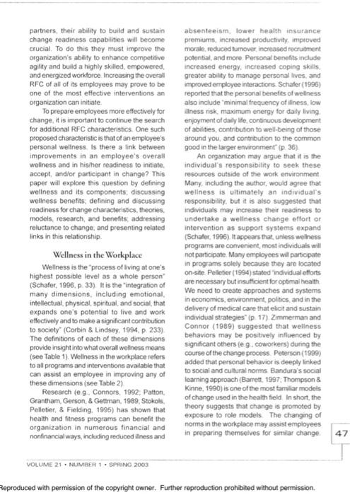 Read the Article provided on "wellness in the