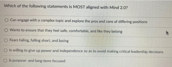 15 Which of the following statements is MOST