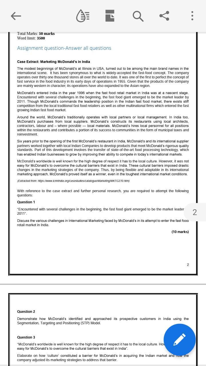 ww Q < : Total Marks: 50 marks Word limit: 3500