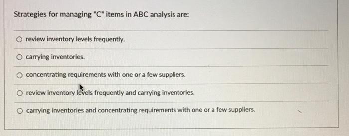 Strategies for managing "C" items in ABC analysis