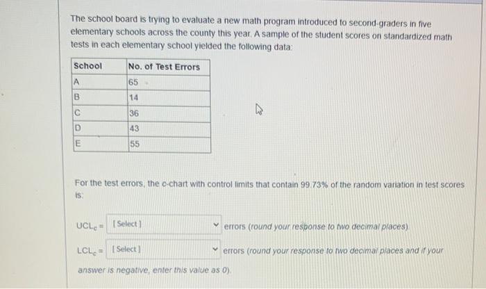 The school board is trying to evaluate a new math