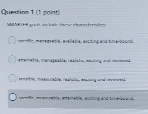 smarter goals include these characteristics