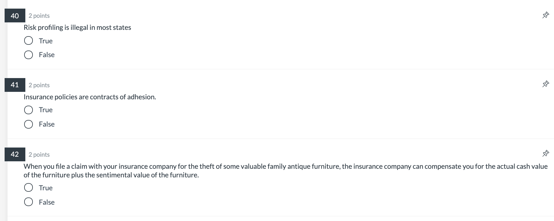40 2 points Risk profiling is illegal in most