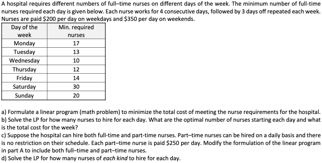 Please use excel if necessary. Thank you! nurses