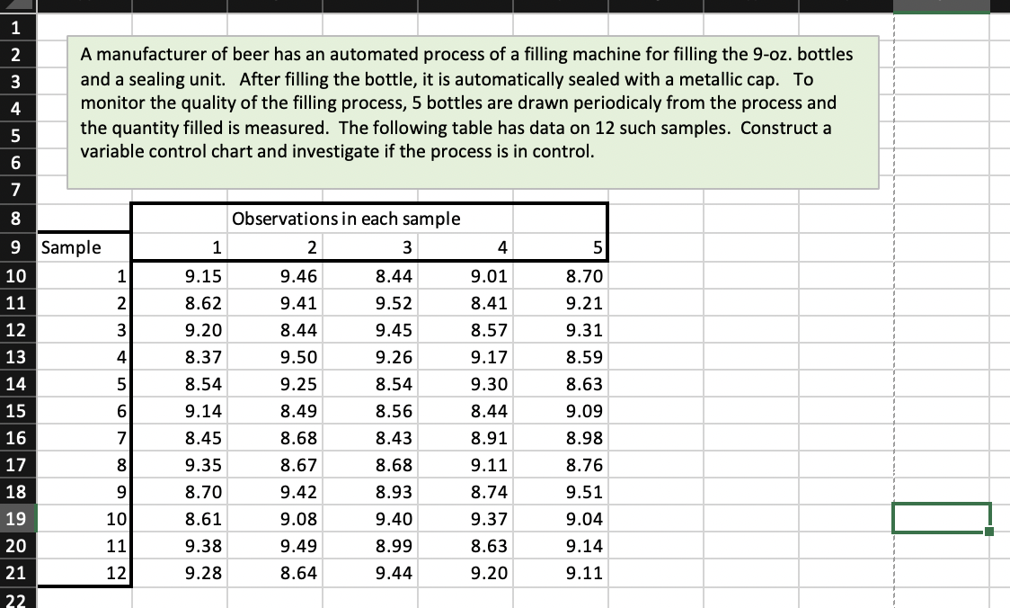 1 2 3 4 A manufacturer of beer has an automated