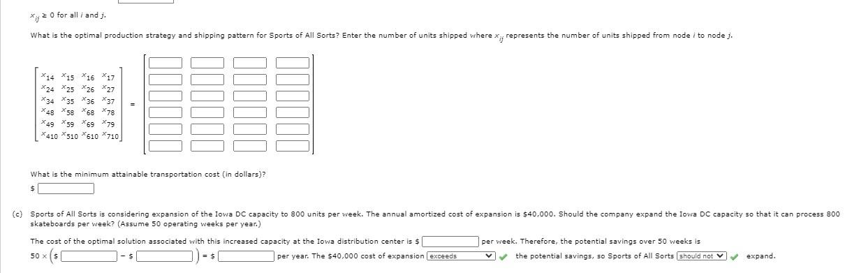 (b) Build a model to minimize the transportation