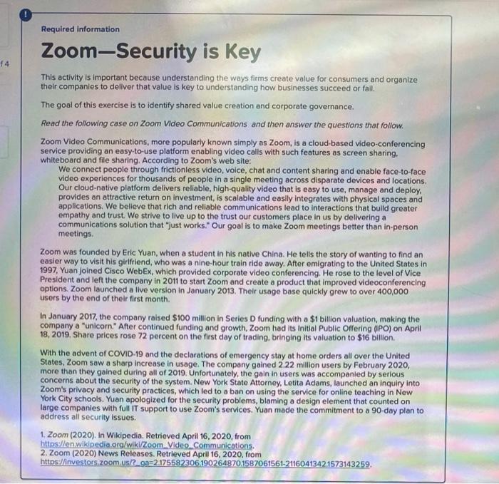 Required information Zoom-Security is Key 14 This