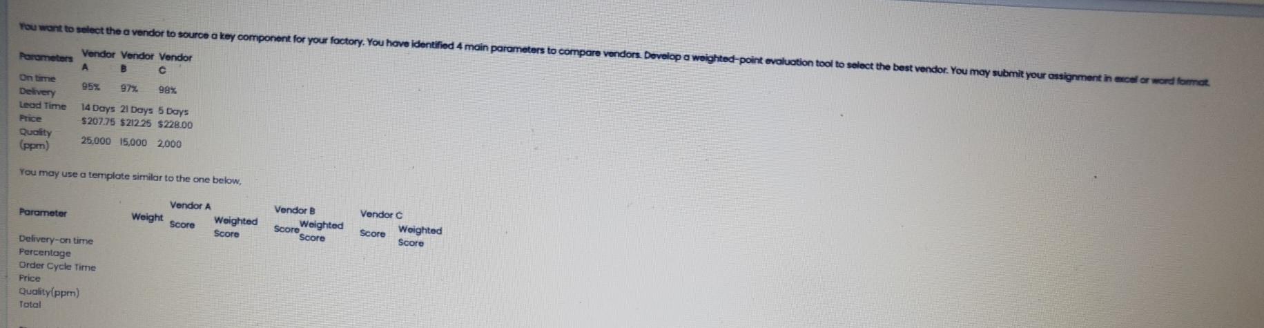 You want to select the a vendor to source a key