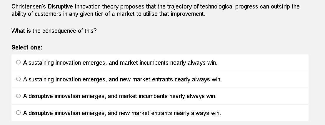 Christensen's Disruptive Innovation theory