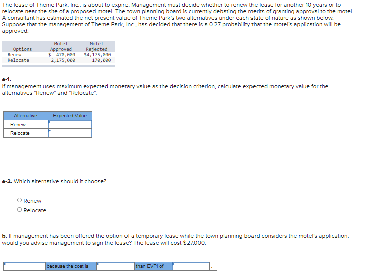 The lease of Theme Park, Inc., is about to