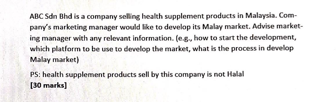 ABC Sdn Bhd is a company selling health