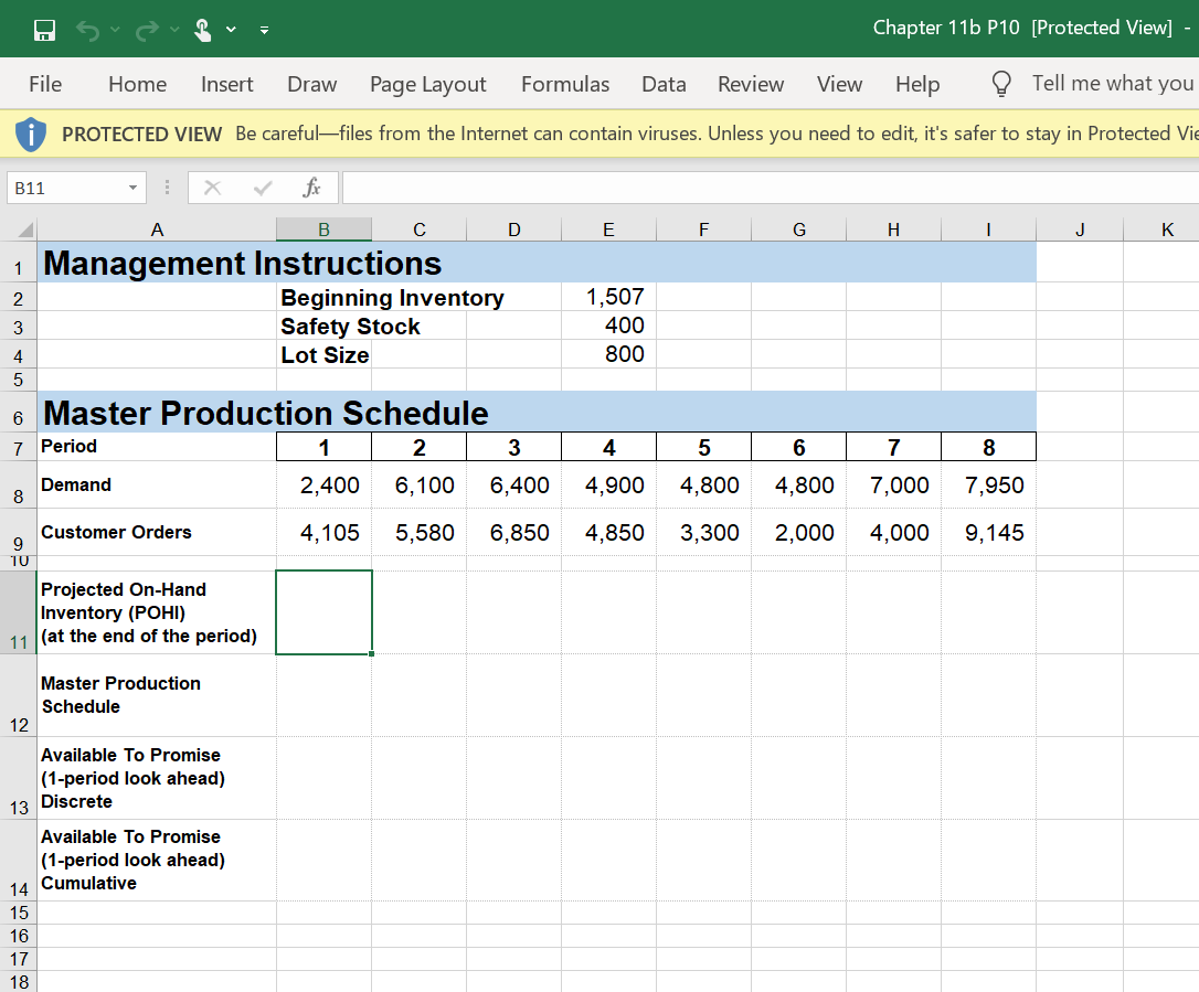 Download HW 10 (Excel download) and perform the