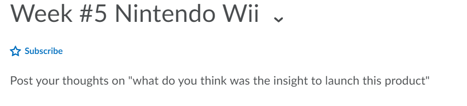 Week #5 Nintendo Wii v Subscribe Post your