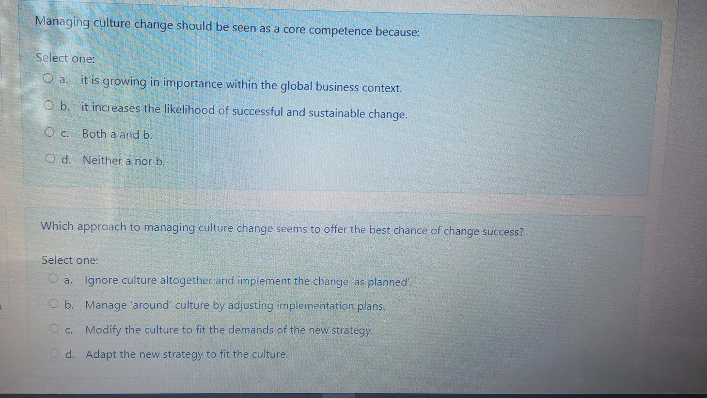 organizational change management Managing culture