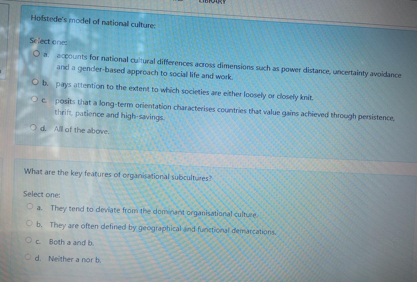 organizational change management Hofstede's model