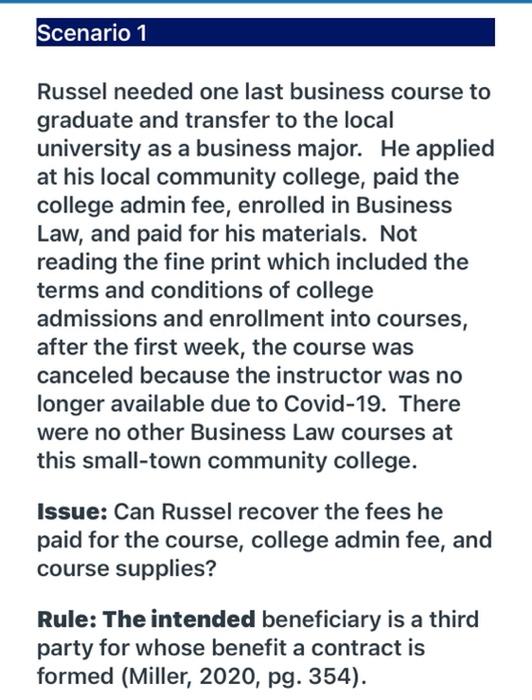 Scenario 1 Russel needed one last business course