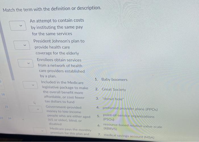 Match the term with the definition or