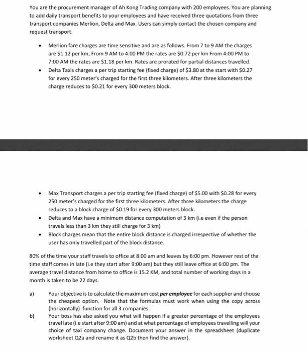 spreadsheet You are the procurement manager of Ah